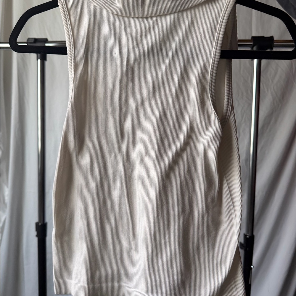 C&C California Cream Ribbed Polo V-Notch Tank - Picture 3 of 5